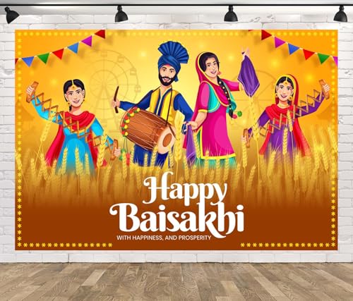 Fond tissu 2.1x1.5m Baisakhi indien et fête du Punjabi pour studio photo et décor de célébration