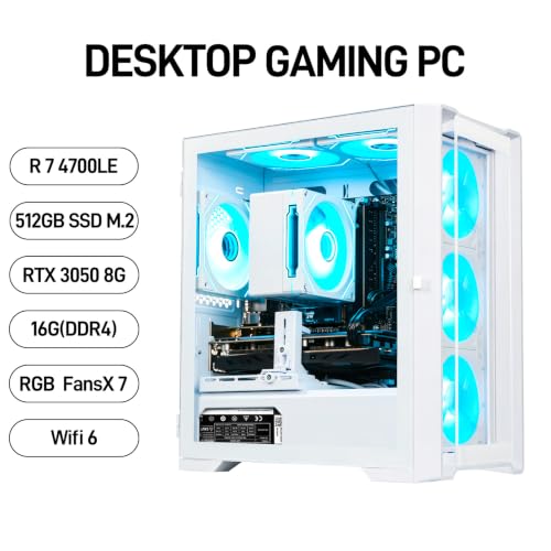 Image of LXZ Gaming Desktop PC, Ryzen 7 4700LE, GeForce RTX 3050 8GB, 16GB DDR4 RAM