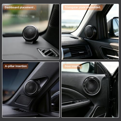 Image of Upgraded 1-Inch Car Tweeters - 240W Neodymium Silk Dome High-Frequency Super Tweeters with Built-in Crossover & Bass Blocker - 4-Ohm, Flush /Surface Mount Kit for Crisp Highs - Easy Install Black