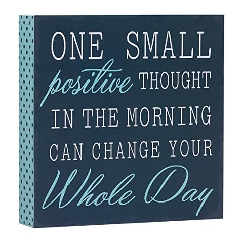 Barnyard Designs ‘One Small Positive Thought in the Morning Can Change Your Whole Day’ Box Wall Art Sign, Primitive Country Farmhouse Home Decor Sign With Sayings, 20.5cm x 20.5cm Cover