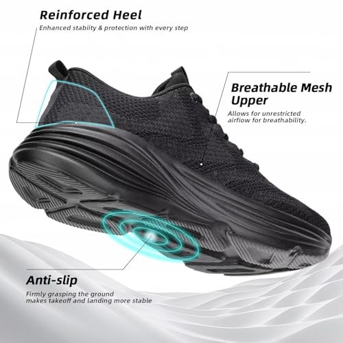 Image of WJA Men's Non Slip Walking Shoes Lightweight Breathable Casual Running Shoes Fashion Sneakers Mesh Workout Sports Shoes