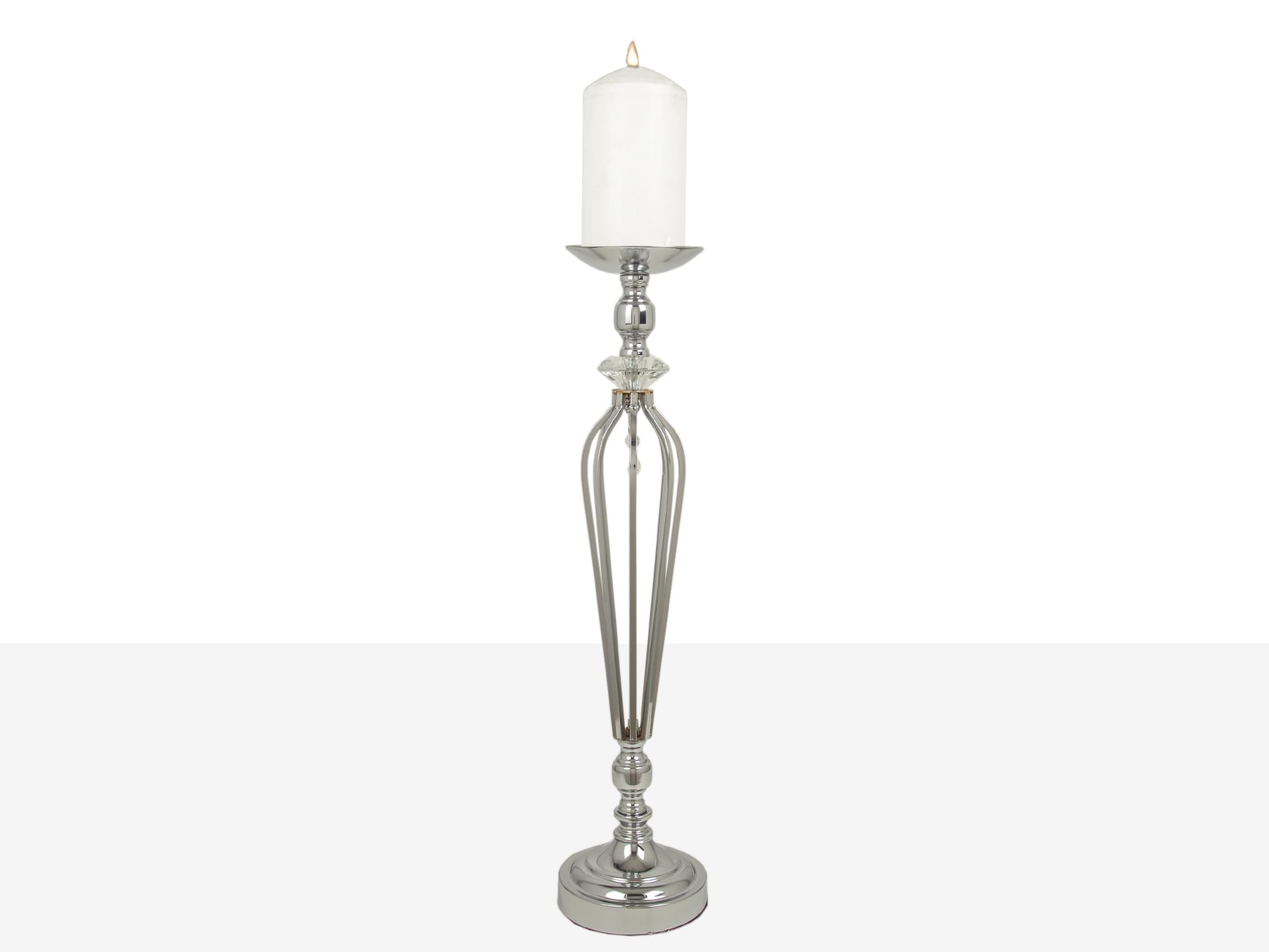 Photophore en métal argenté et verre pour une décoration élégante