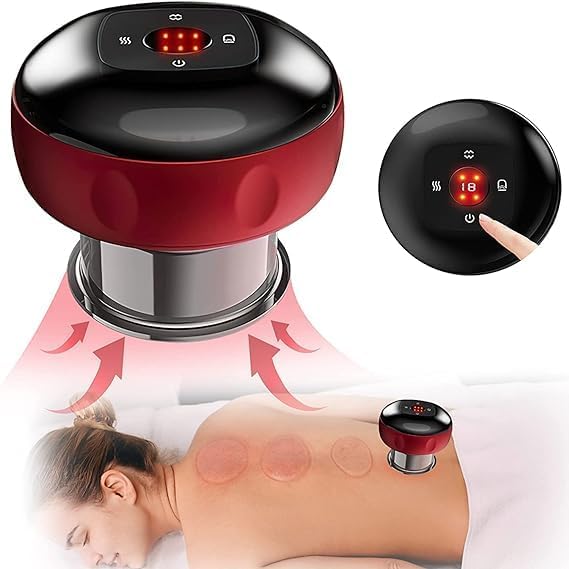 Acupression Smart Electric Cupping Therapy Set,Portable Massager 12 Levels Suction And Infrared Heating Muscle Massage Vacuum Therapy Machine,Multifunctional Dynamic Red Light Gua Sha Cupping Tool