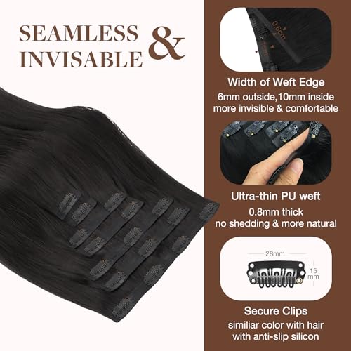 Image of GOO GOO Seamless Clip in Hair Extensions Real Human Hair Remy Extensions