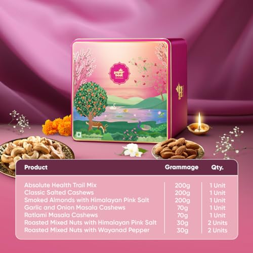 Image of Paper Boat Diwali Dry Fruits Gift Box, 860g - Diwali Gift Hamper | Festive Dry Fruit Gift | Assorted Mixed Nuts, Dry Fruits & Trail Mix | Cashew, Almonds, Berries and Mixed Nuts