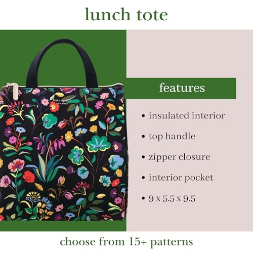 Image of kate spade new york Portable Soft Cooler Lunch Bag, Thermal Tote with Insulated Interior Lining and Storage Pocket, Lunch Tote for Women, Autumn Floral