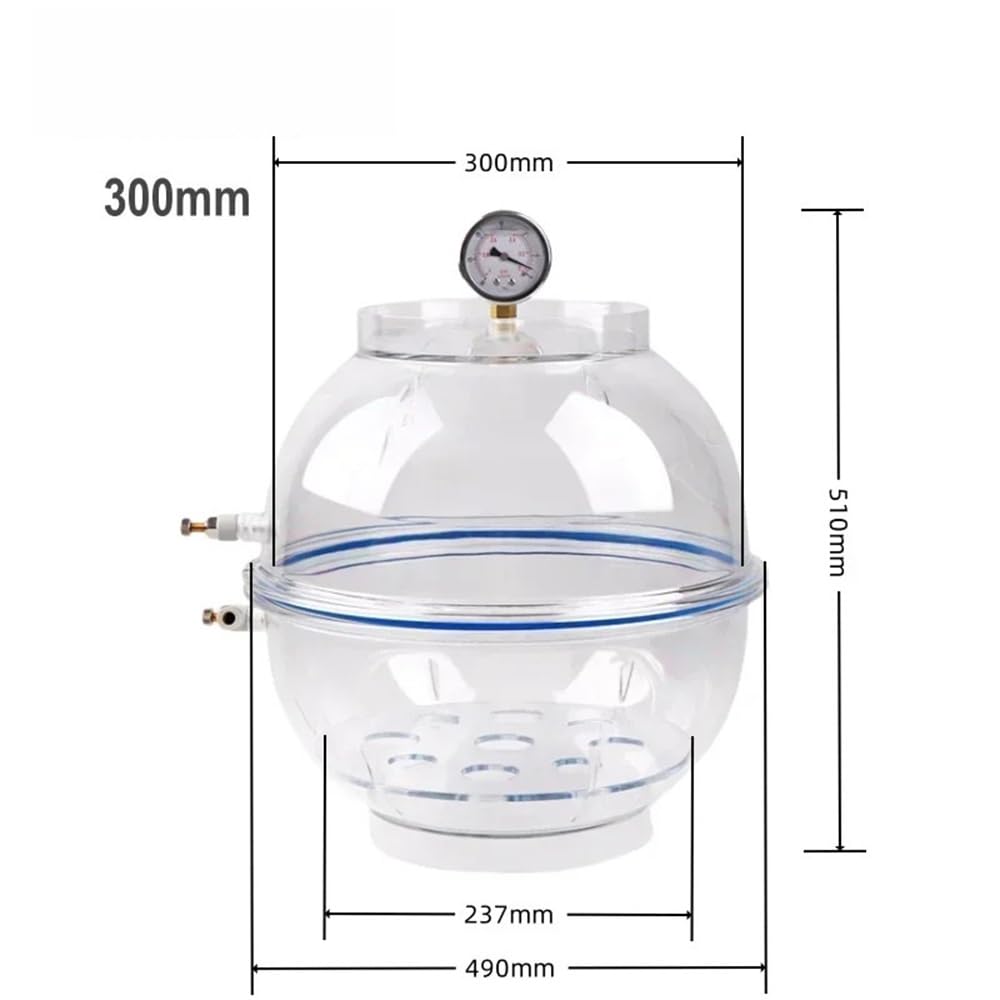 Desecador de vacío - Secador de laboratorio de policarbonato transparente con doble válvula y manómetro, 150 mm