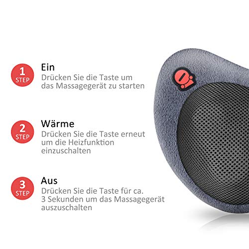 Comfier Shiatsu Rücken- und Nackenmassagegerät mit Wärmefunktion, 3D-rotierenden Massageköpfen, Elektrische Massagekissen für Muskelschmerzen Erleichterung, für Auto, Büro, Zuhause und überall dort - Image 7