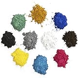Mica Powder Set Includes More Pigment of 10 Beautiful Colors for Use as an Epoxy Resin Color Pigment, Soap Making Pigment, Resin Dye, Artwork, Crafts and More! 10 Grams of Each Color Pigment Powder