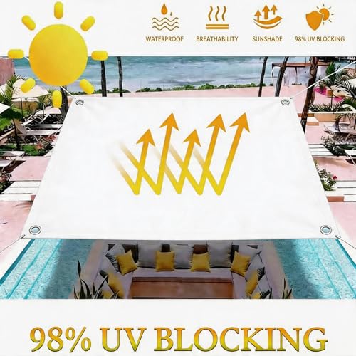 Voile d'ombrage rectangulaire avec cordes extérieur blanc anti-UV