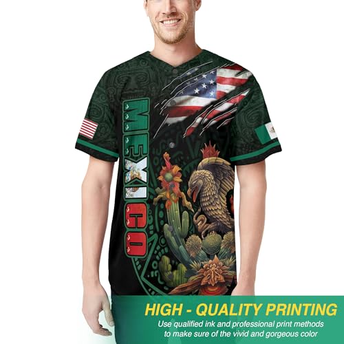 Jerseys personalizados Mexico para hombres, camiseta de futbol Mexico, camiseta mexicana de beisbol, camiseta de beisbol con bandera americana miniatura 2