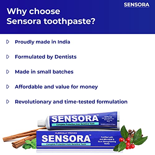 Image of SENSORA Herbal Sensitivity Relief Toothpaste with Rapid Relief Formula for Sensitive Teeth, Bleeding Gums and Bad Breath Pack of 4