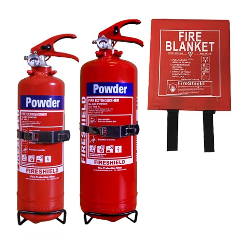 Double Dry Powder (1kg & 2kg) Fire Extinguisher & Fire Blanket Pack - FireShield