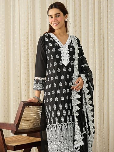 Image of INDO ERA Women Pure Cotton Kurta Set with Dupatta | Festive Suit Set, 10790