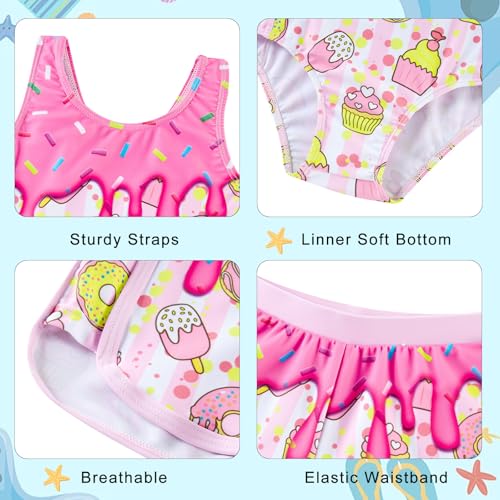 Image of TUONROAD Toddler Girls One Piece Swimsuit 2Pcs Bathing Suit Kids Swimwear with Short for 3-9