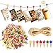 Bubuyun 100 Stück Mini Holzklammern Sternen Wäscheklammer Klein Wäscheklammer Holz Rostfrei FotoKlammern Bunt Deko Klammern Zierklammern mit Natur Juteschnur für Party Hochzeit Fotohalter Dekoration