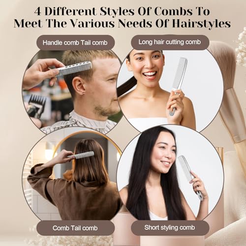Peines metálicos de aluminio para cabello, pack 4 piezas miniatura 7