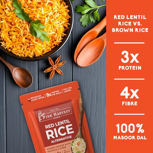Image of Pink Harvest Farms Red Lentil High Protein Rice | Vegan | Low GI | Diabetic Friendly | Pack of 3 (200g Each)