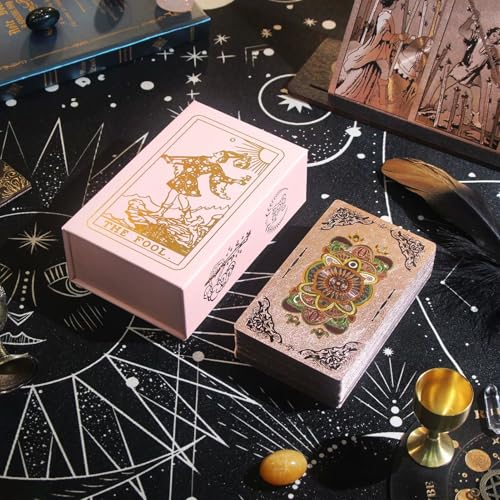 GIBZ Diseño Original Cartas de Tarot, 78 Piezas de Oro Rosa Foil