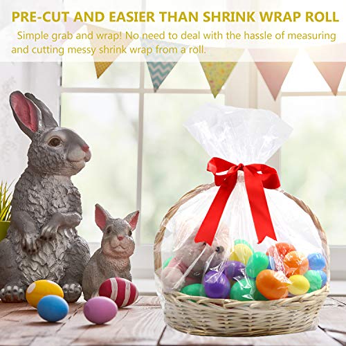 Image of Morepack Large Shrink Wrap Bags for Gift Baskets 30x30 inches 20 Pcs