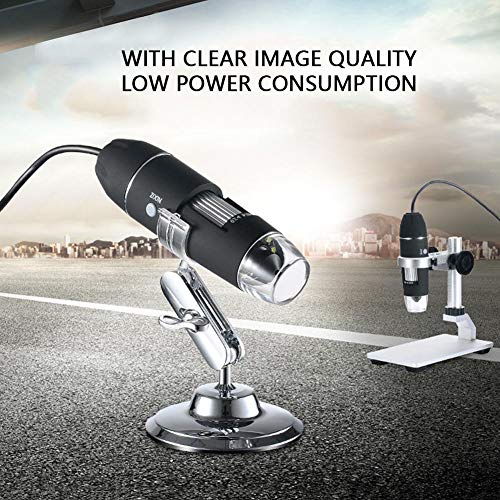 Image of USB Digital Microscope, 1000X Zoom, 8 LEDs, with Stand for Industrial Testing, Laboratory Research