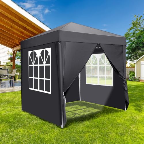 Bonnlo Tonnelle de Jardin Pliante 2x2 Imperméable avec Protection UV 50+ Gris foncé