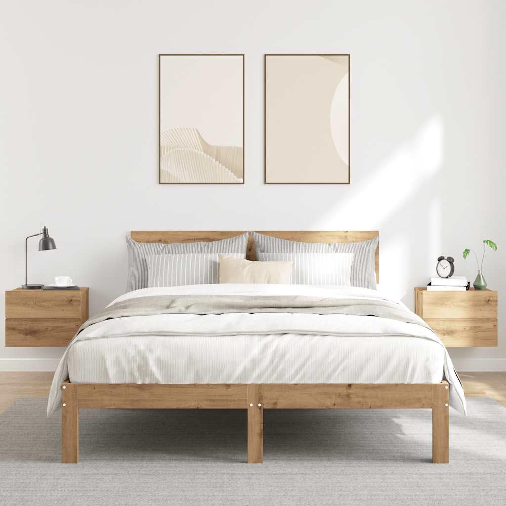 Générique Ścienne stoliki nocne 2 szt. Ręcznie wykonane z drewna dębowego 40x32x30 cm, pływający wiszący stolik nocny z dużą przestrzenią do przechowywania książek i szklanek, blat