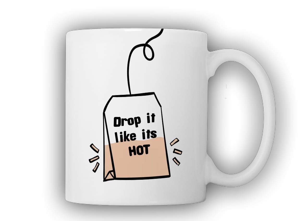 iTRONiK Funny mug - Drop it like its hot tea mug - Adult Humour - Secret Santa gift