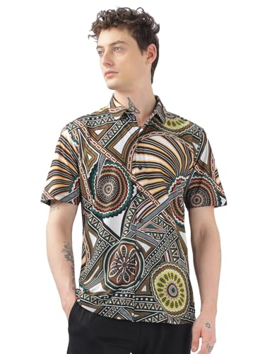 Image of BULLMER Trendy Regular Fit Printed Causal Half Sleeve Shirt for Men