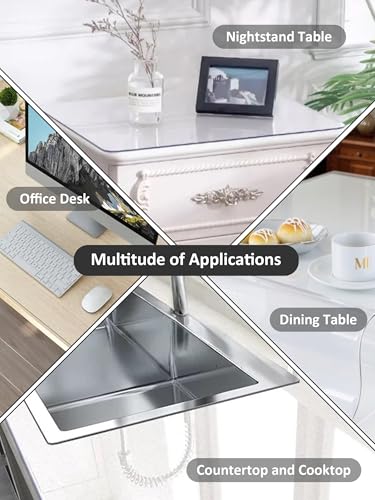 Clear Table Protector 100x200x0.2cm PVC Tablecloth Plastic Tablecover Wipeable Heat Resistant Transparent Table Protector for Dining Room Tables,Coffee Tables - Image 6