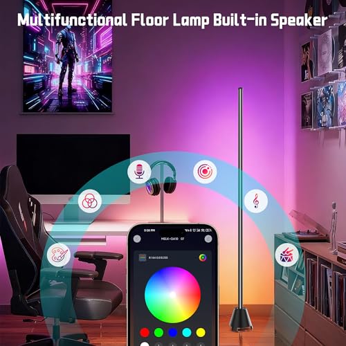 Image of Smart Corner Floor Lamp, RGBICW Color Changing Lamps for Living Room