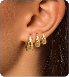 Surgical Steel Small Huggie Hoop Earrings for Women Set,14K Gold Plated Hypoallergenic Lightweight Earrings, Waterproof Non-Tarnish Circular Huggies for Multiple Piercings