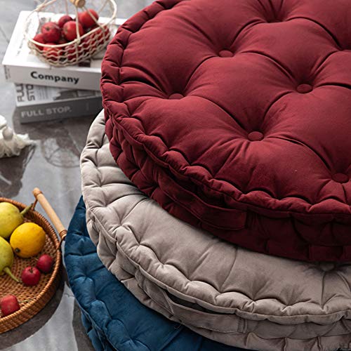 Vctops Round Floor Pillow With Handle Solid Thick Chair Cushion Super Soft Comfy Seat Cushion Meditation Cushion For Yoga Living Room Sofa Balcony Outdoor (Light Grey, Diameter 24") #TOP1