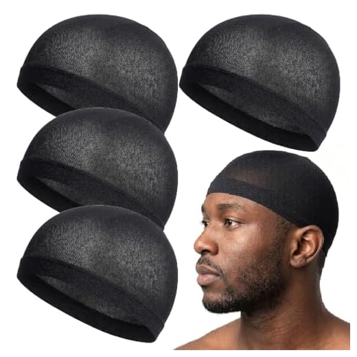 4 Pcs Wave Cap Stocking Stretch Compression Long Lasting Lightweight Comfortable Fit Durable Skull Headwear (Black - 2 Pack of 2 Pcs)