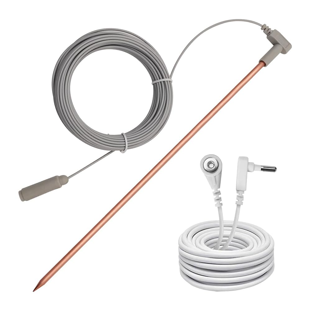 muqeu Copper Grounding Rod with 40ft Female Ground Cord, Portable Ground Rod Kit,Great for Grounded Earth Connected Products A