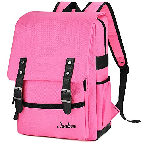 Junlion Sac à dos vintage pour ordinateur portable professionnel et décontracté en toile de couleur unie pour homme et femme Rose Cover