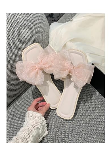 Sweet Fairy Wind net Yarn Bow flip-Flops Casual wear Non-Slip Beach Shoes for Women Summer Slippers with Bows4