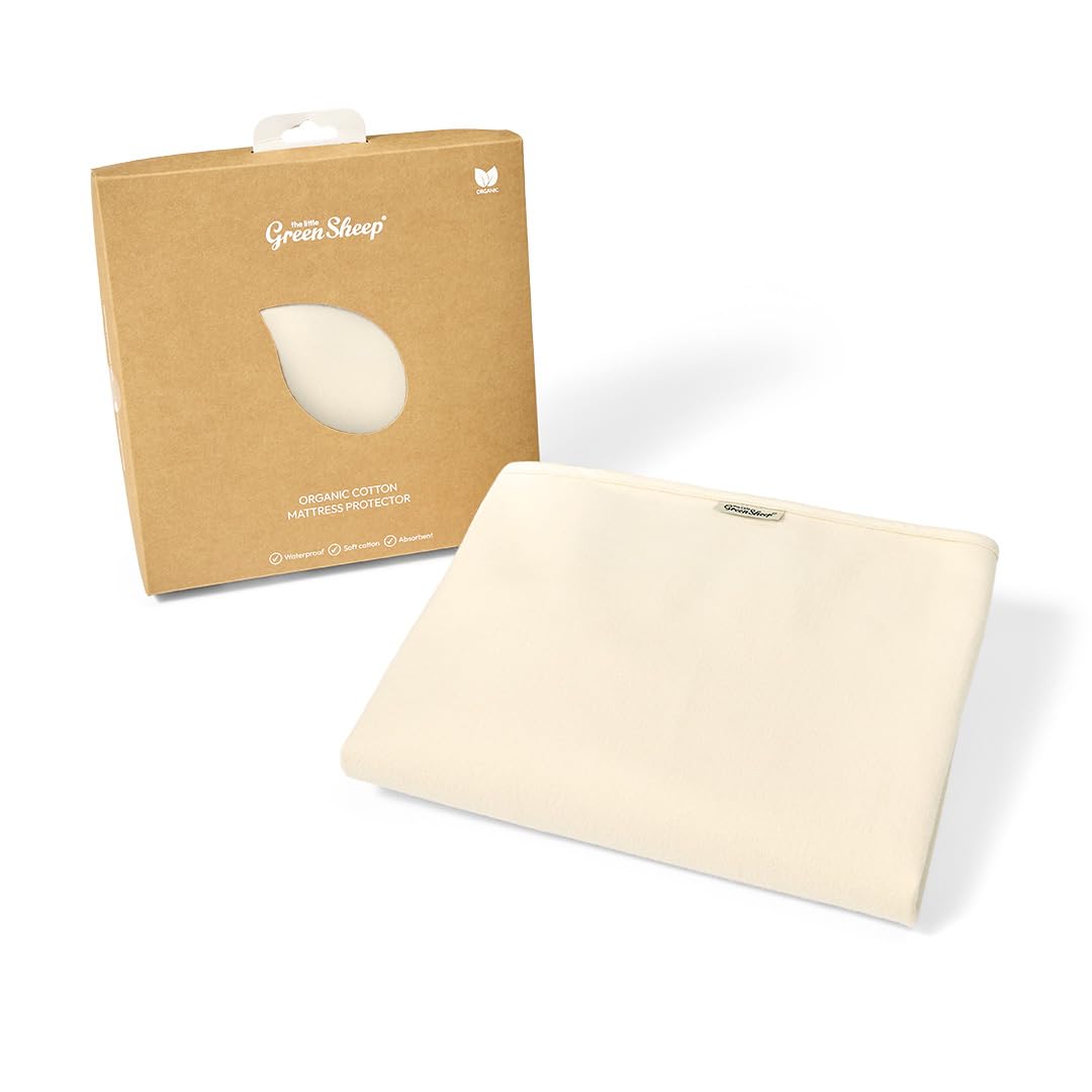 The Little Green Sheep Organic Waterproof Cot Mattress Protector, Soft & Absorbent Mattress Topper, Oval 70x120cm (to fit Stokke Sleepi Cot only)