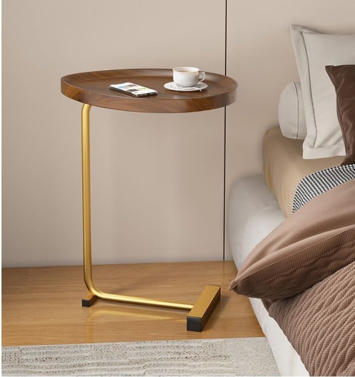 Miniatura 7 de XWFKJGS Mesa auxiliar en forma de C para sofá, mesas de sofá que se deslizan debajo, mesas laterales estrechas para espacios pequeños, mesa de sofá