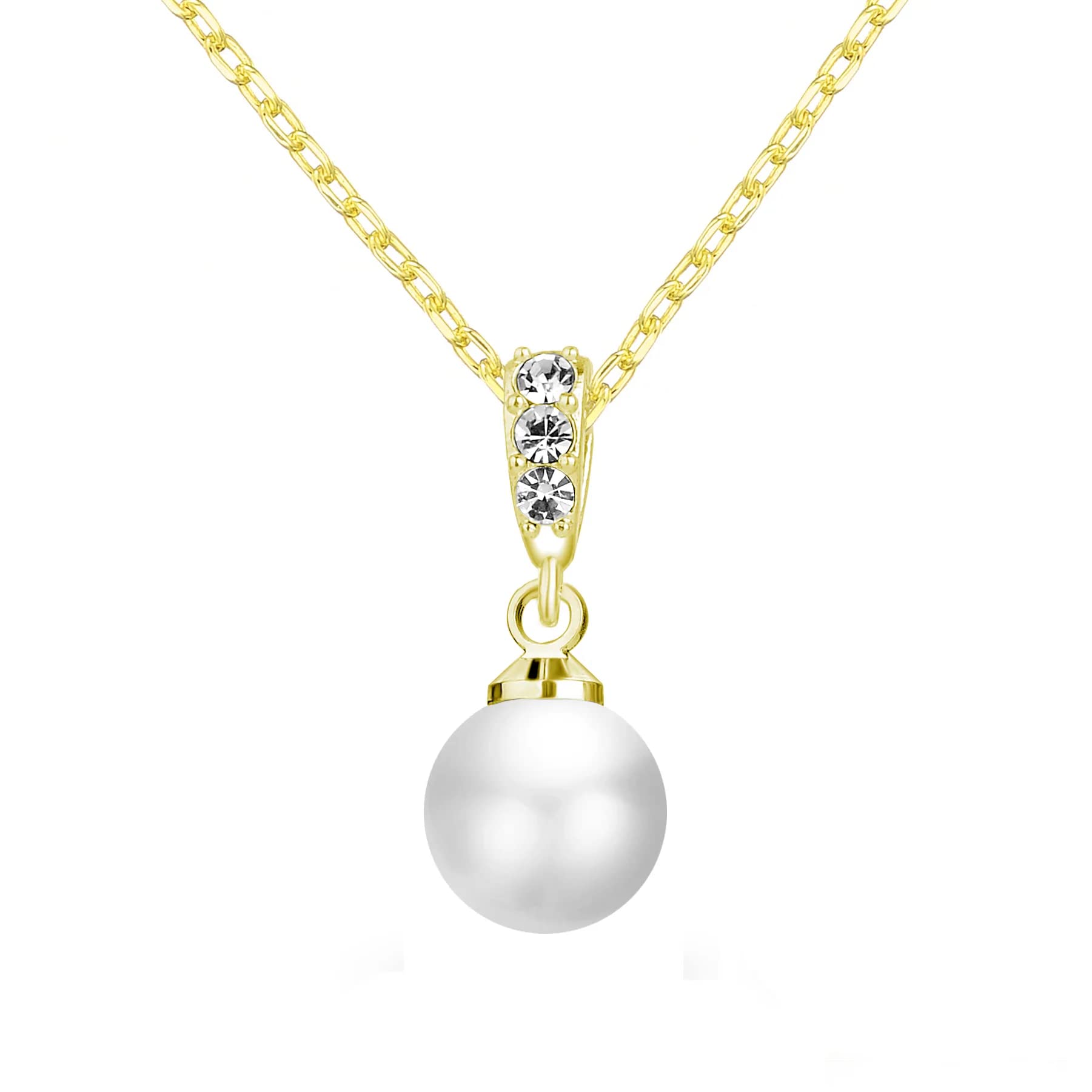 Philip JonesGold Plated Pearl Drop Necklace Created with Zircondia® Crystals