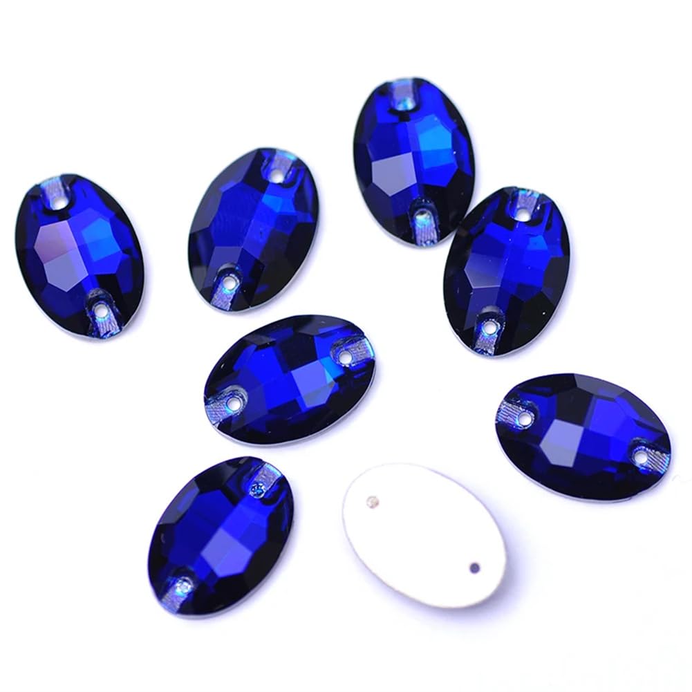 Przezroczyste szkło, kryształowy kamień, Owalne szklane kryształki do szycia, płaskie z tyłu, do przyszycia, DIY, luźne kryształki(Smoked Topaz,11x16mm 72Pcs)