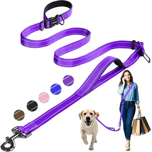 Hands Free Dog Leash by Kazazoo, Adjustable 6-9 FT Waist & Crossbody Leash with Quick Off Buckle...