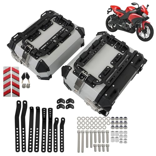 Motorcycle 36L Silver Hard Side Saddlebag Panniers