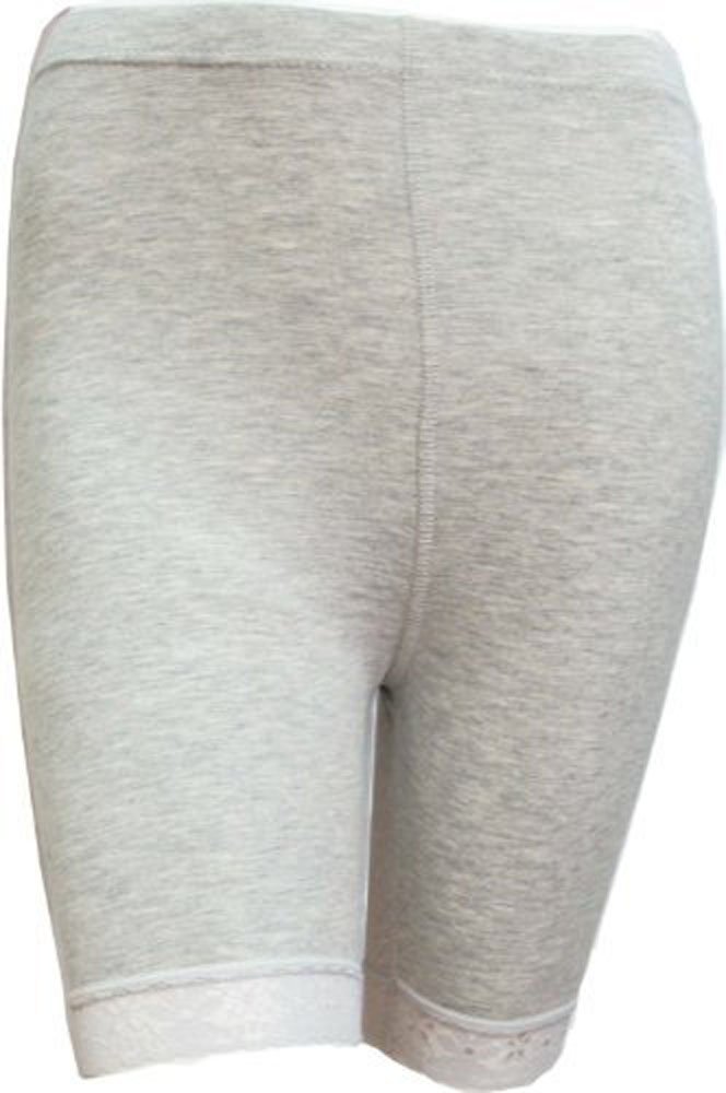 Elegance1234 Women's Grey Cotton Stretchy(Ref:2195 Laced) Trim Above Knee Cycling Shorts Active Legging With Lace Detail (Xxx-Large, )
