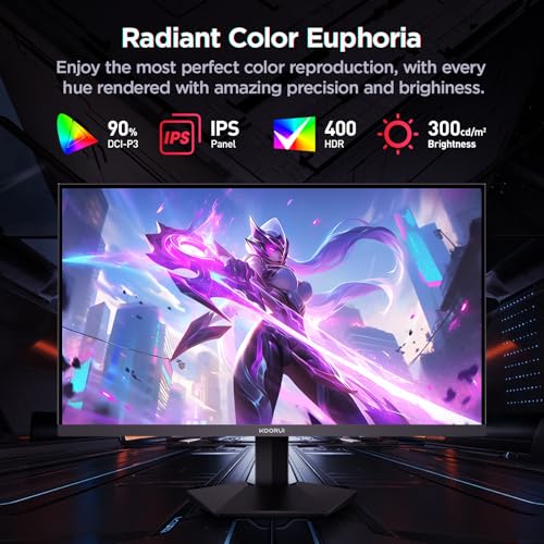 Image of KOORUI G2721P 27-inch Gaming Monitor, 200Hz, Fast IPS, QHD 1440p, 1ms, HDR 400, Adaptive Sync, VESA Mount, HDMI /DP, Low Blue Light, SRGB 99%