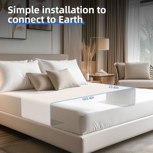 Grounding Mat for Bed 90% Organic Cotton+10% Pure Silver Fiber, Grounding Fitted Sheets for All Mattress Sizes, with Static grounding Cord and Test Pen (White, 105.5 * 23.5 inch) by TWK - Image 4