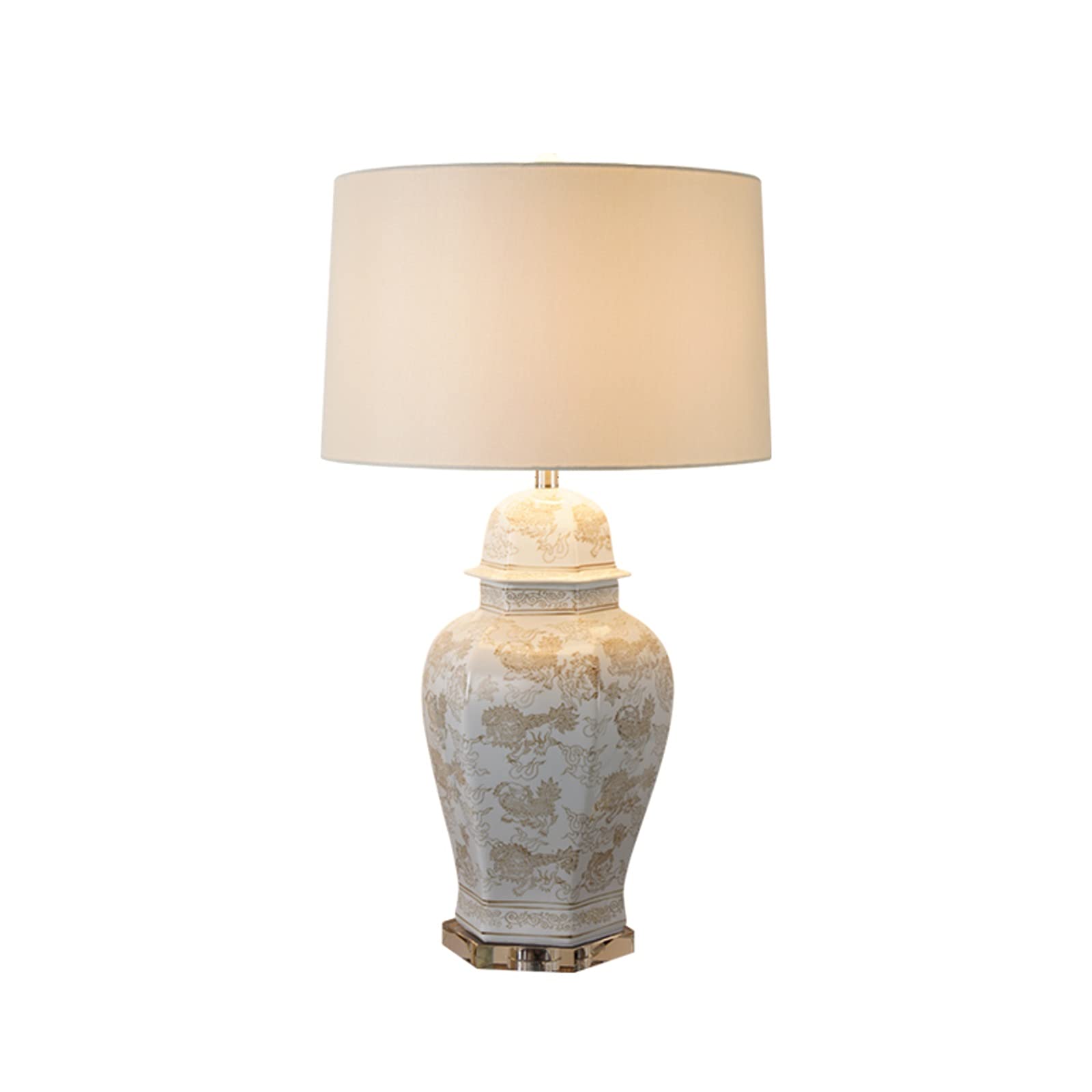 Luce da Scrivania Luce per la Lettura Lampade da tavolo retrò Lampade da comodino in ceramica con paralume in tessuto Lampade da comodino concise for Home Office Cafe Restaurant, 28,7"H Desk Light Lam