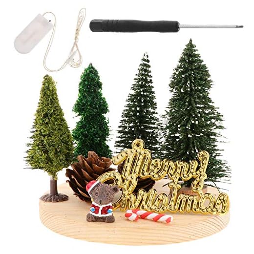 STOBOK Mini julgran dekoration med belysning mini julgran konstgjord liten julgran jul gör-det-själv mikrolandskap modell vinter ornament för bordsdekoration skyltfönster