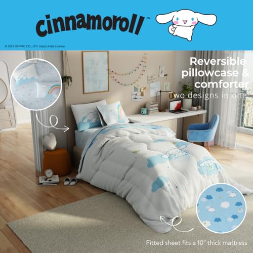 Image of Cinnamoroll Bedding - 4 Piece Twin Size Bed Set - Super Soft Microfiber Comforter and Sheet Set, (Officially Licensed Product) By Franco Collectibles