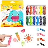 QttvbTna Crayons de cire cacahuète pour tout-petits, 12 couleurs, non toxiques, faciles à tenir, lavables et sûrs en forme de cœur